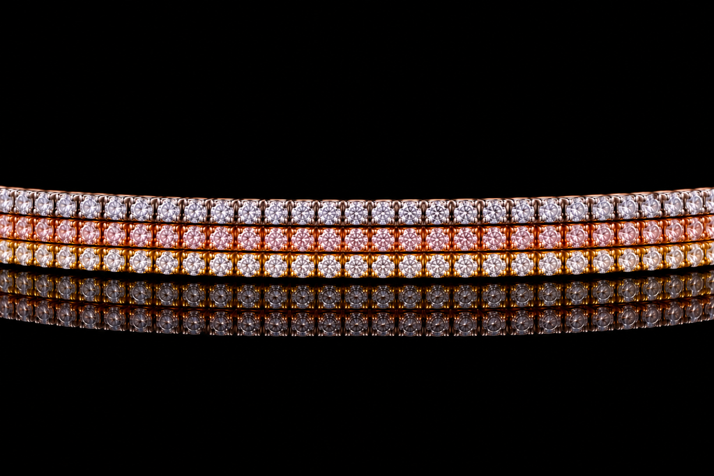 Tri-Color Diamond Tennis Bracelets (brac023)