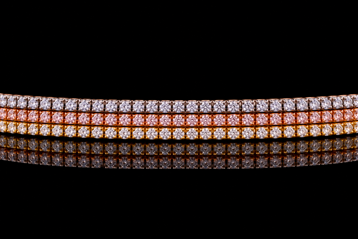 Tri-Color Diamond Tennis Bracelets (brac023)