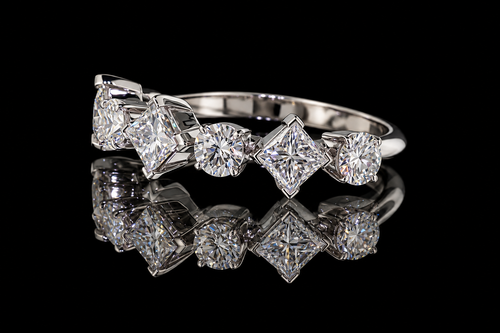 Alternating Princess and Round Diamond Band (band180)