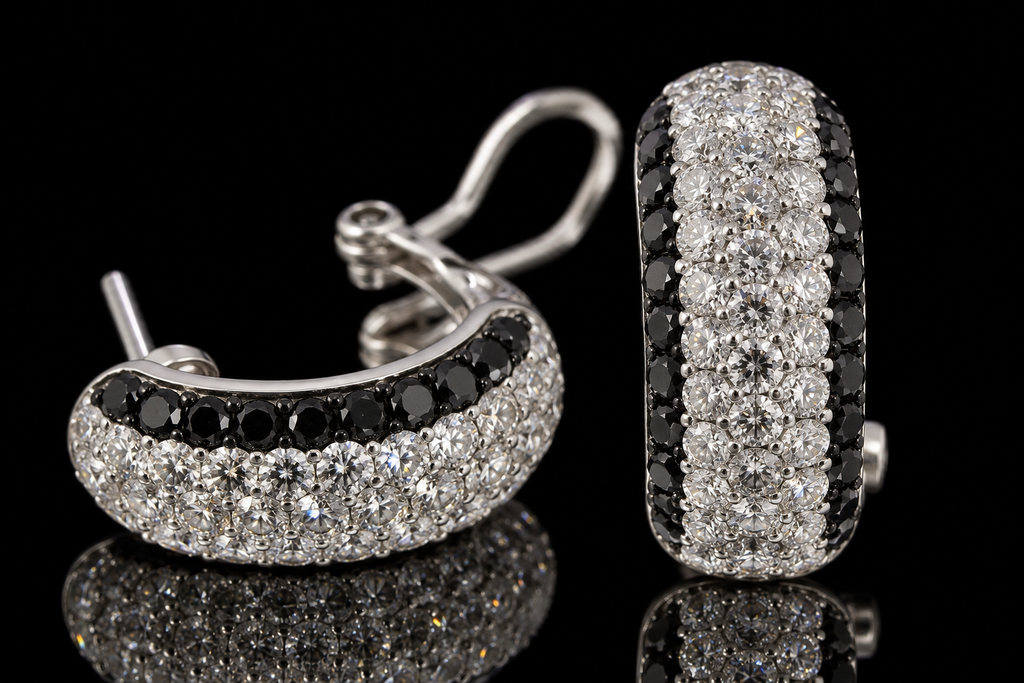Black & White Diamond Pavé Earrings (ear052)