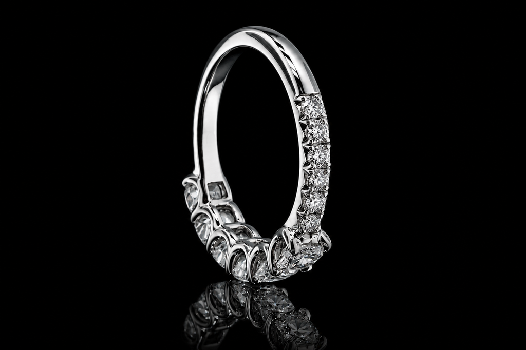 Six-Stone Round Diamond Platinum Wedding Band (band097)