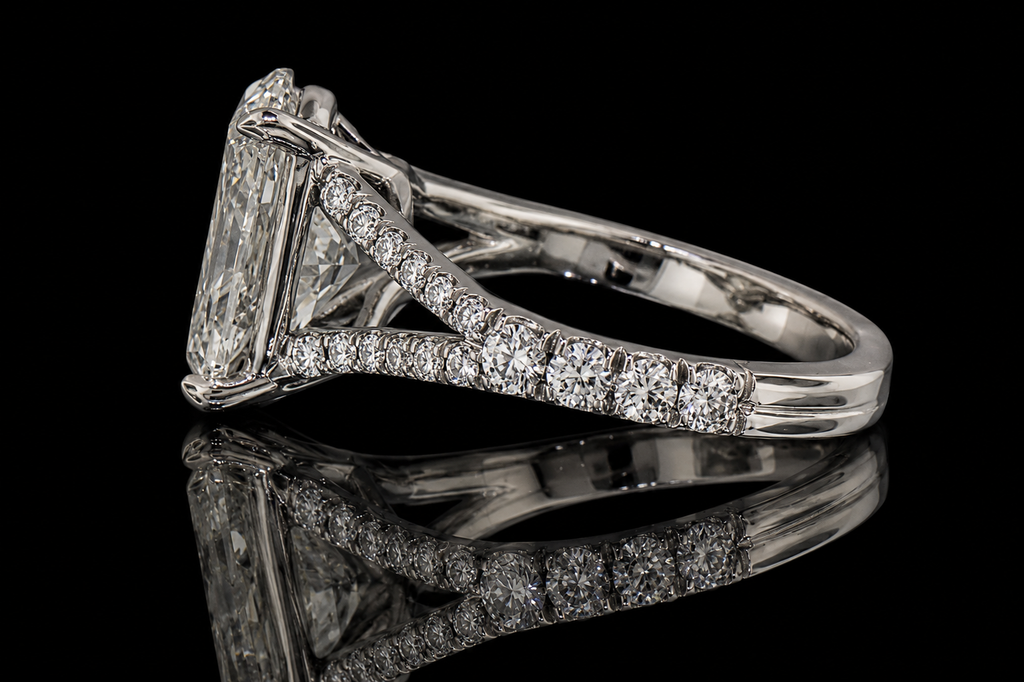 Oval Diamond Split Shank Engagement Ring (eng362)