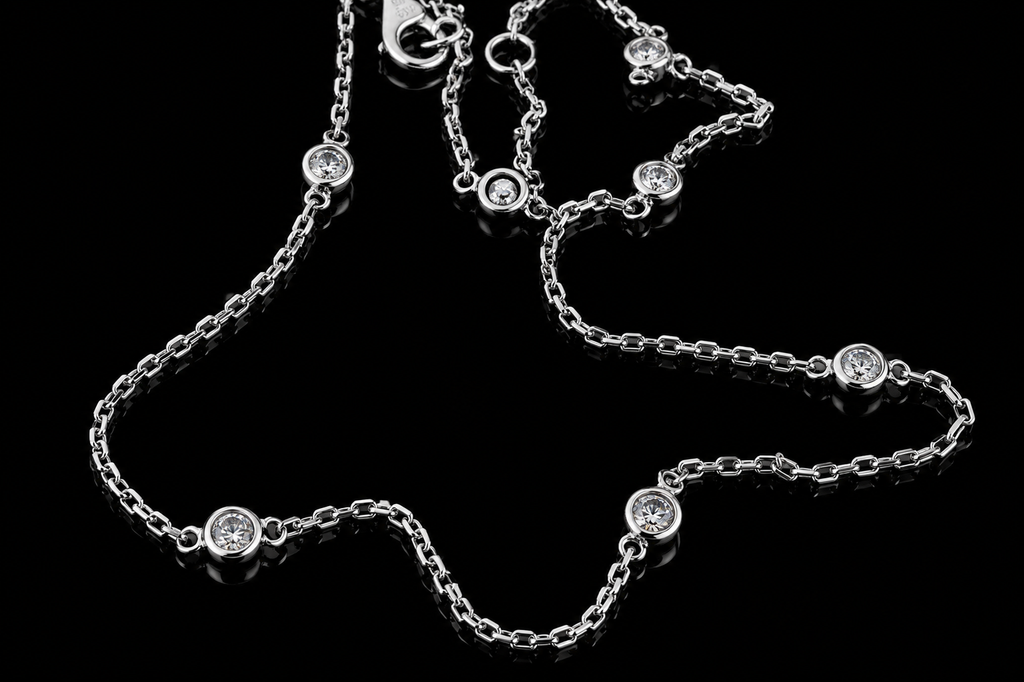 14K White Gold Diamond by the Yard Necklace (pend029)