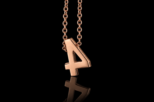 14K Rose Gold Number 4 Pendant Necklace (pend096)