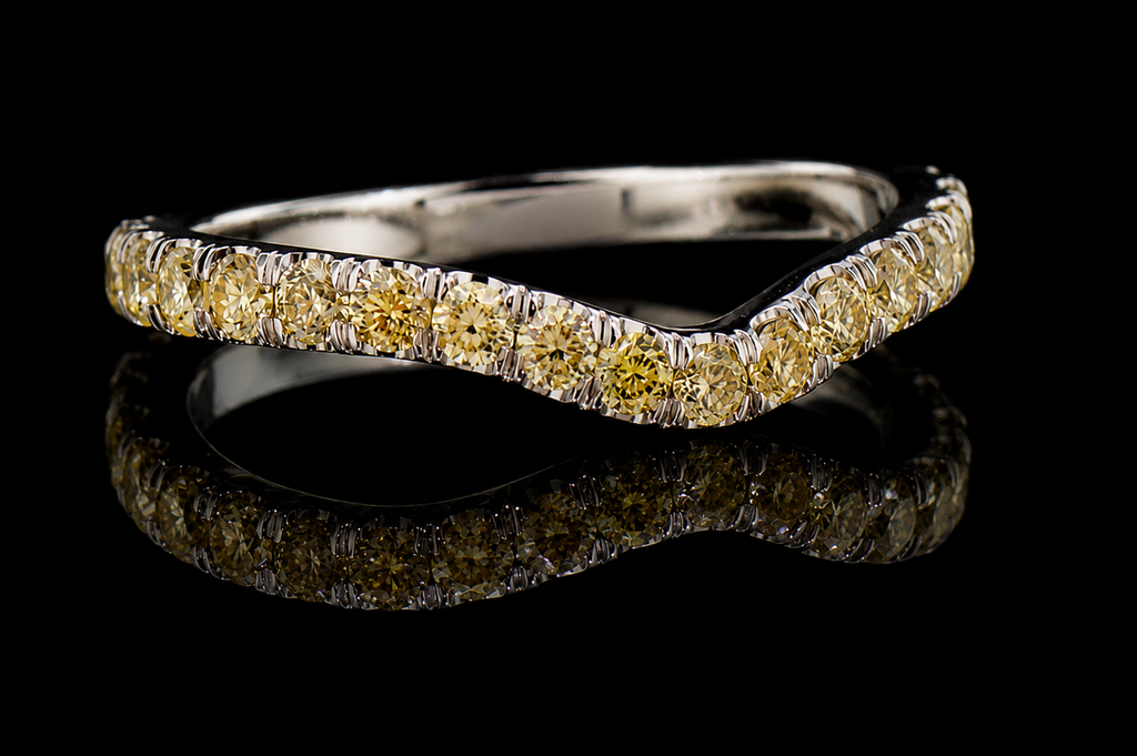 Yellow Diamond Chevron Wedding Band (band010)