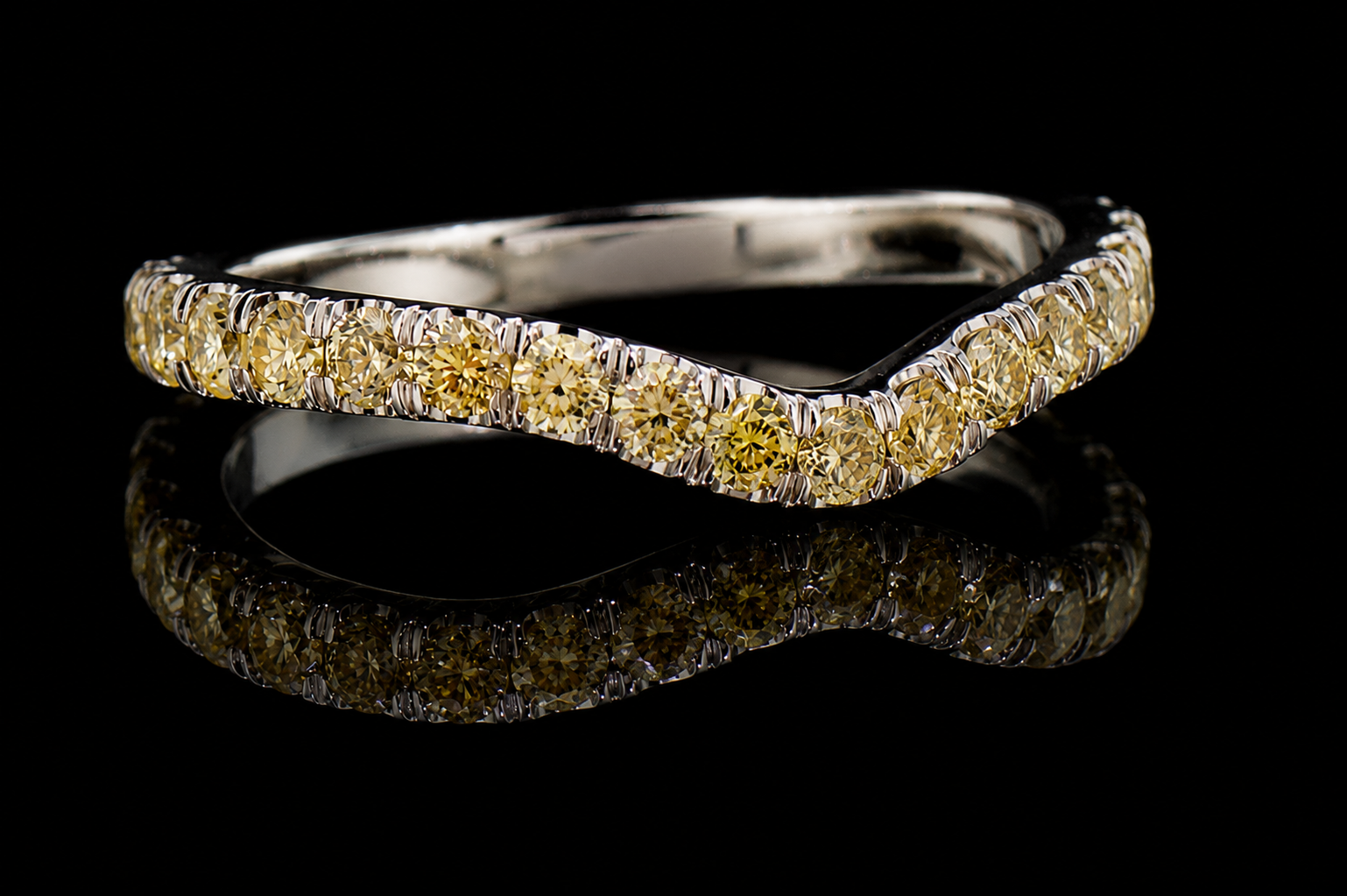Yellow Diamond Chevron Wedding Band (band010)