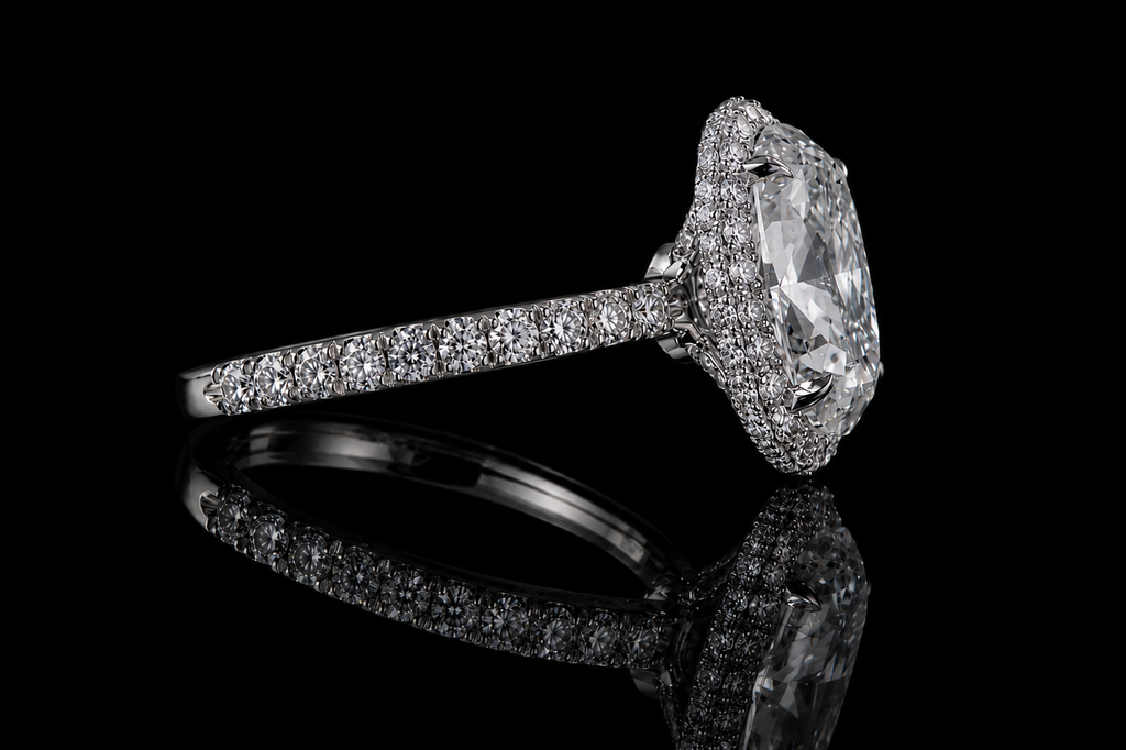 Oval Diamond Halo Engagement Ring (eng349)