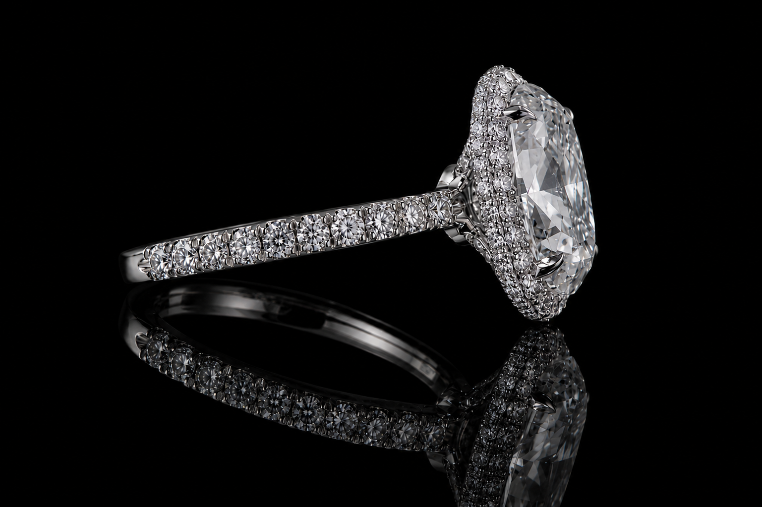 Oval Diamond Halo Engagement Ring (eng349)
