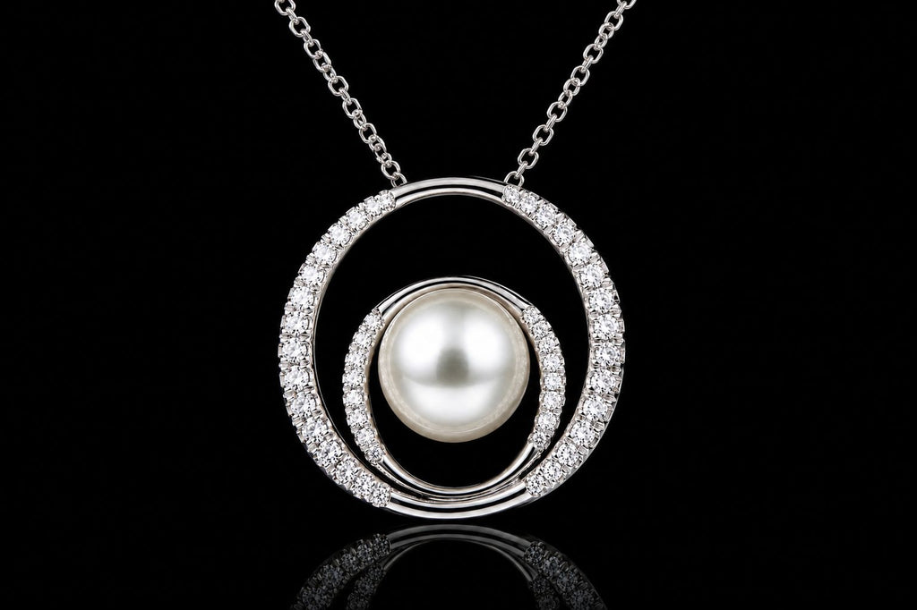 Diamond & Pearl Swirl Pendant (pend047)