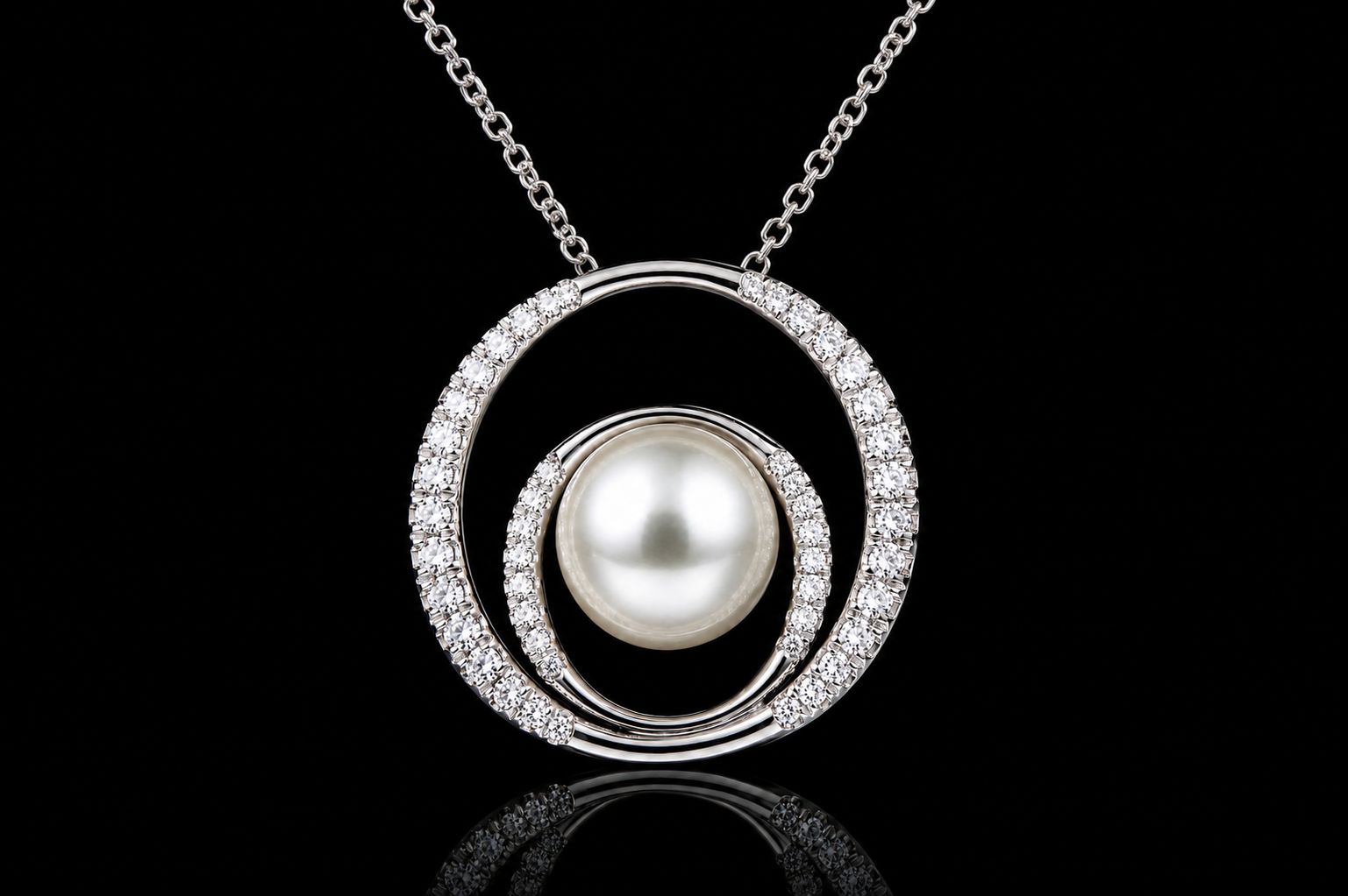 Diamond & Pearl Swirl Pendant (pend047)