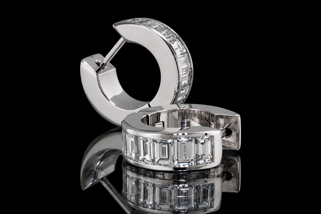Channel-Set Baguette Diamond Huggies (ear059)