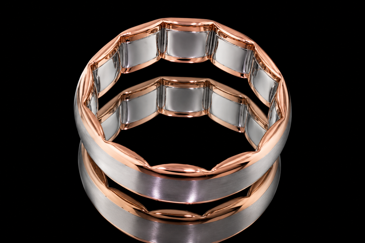 Two-Tone Platinum & Rose Gold Wedding Band (band171)