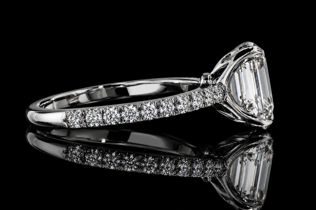 Emerald Cut Diamond Solitaire Engagement Ring (eng346)