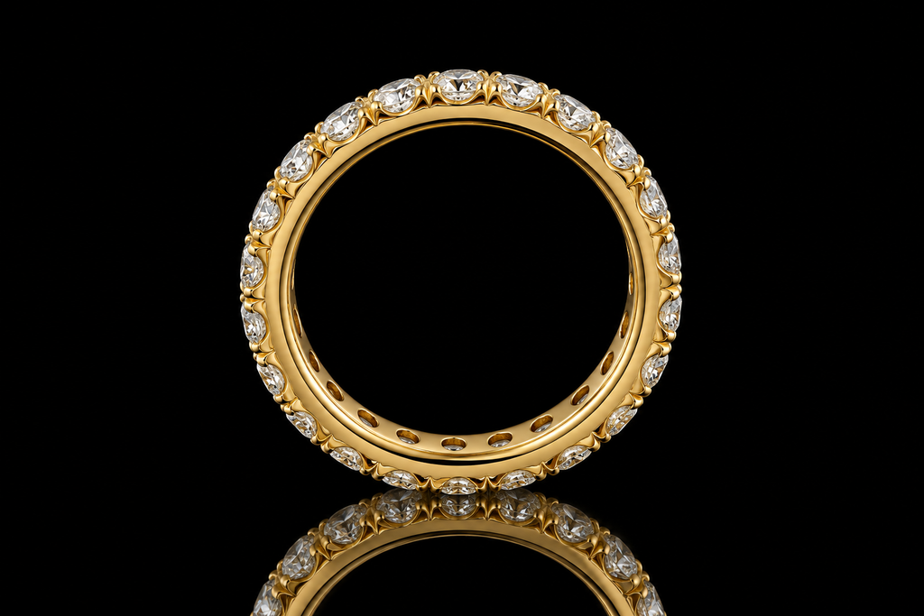 Yellow Gold Round Brilliant Diamond Micropavé Eternity Band (band178)