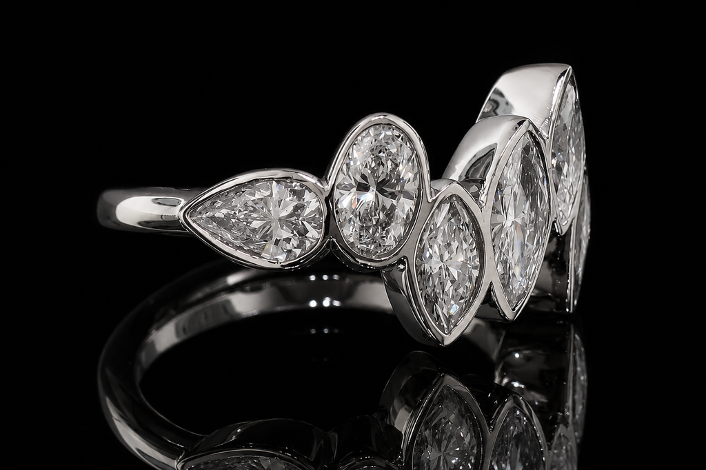 Platinum Mixed-Shape Diamond Ring (band156)