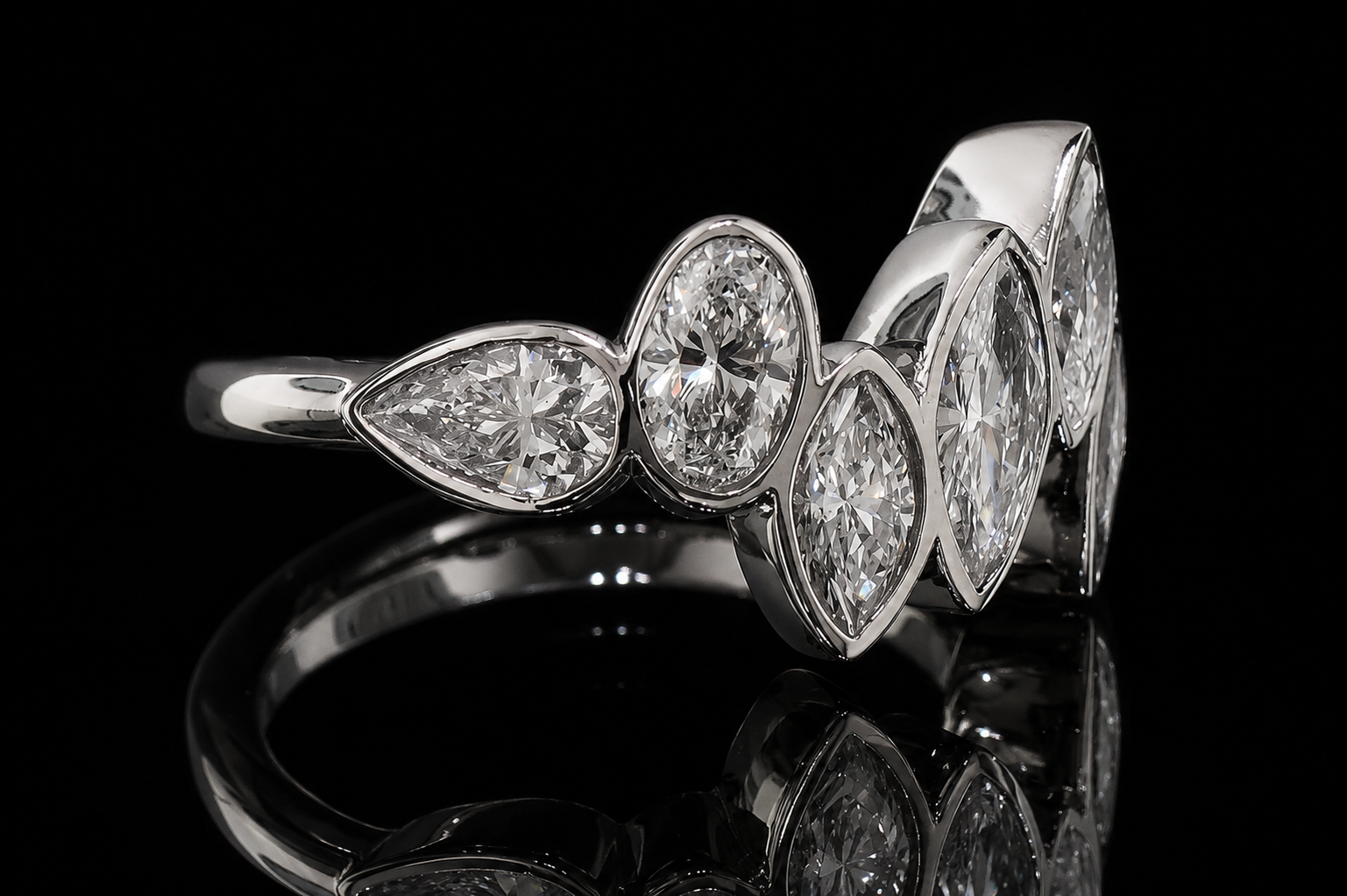 Platinum Mixed-Shape Diamond Ring (band156)
