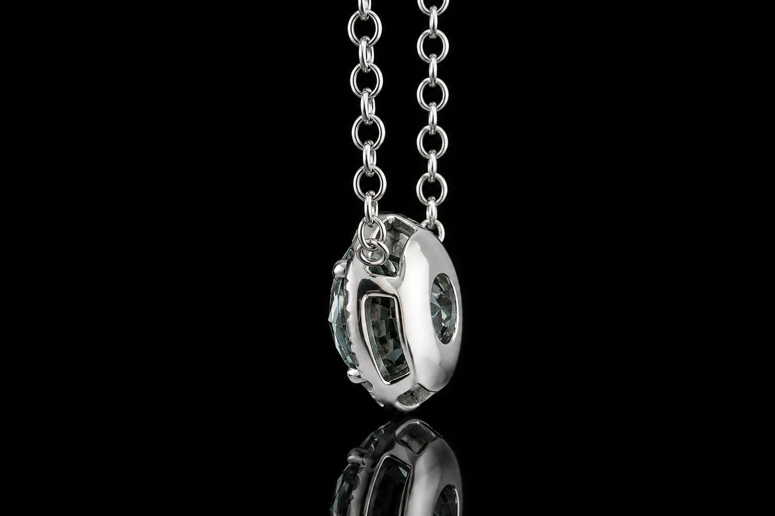 Blue Diamond Halo Necklace (pend057)