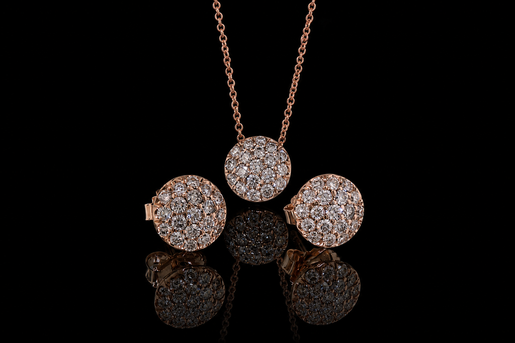 Diamond Cluster Pendant with Matching Earrings (pend076)