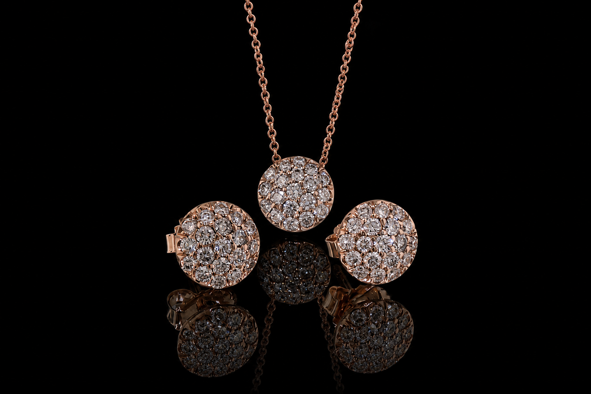 Diamond Cluster Pendant with Matching Earrings (pend076)