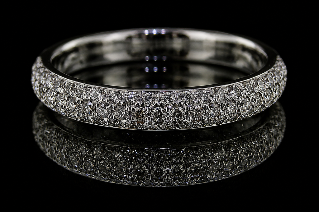 Three-Row Diamond Platinum Band (band076)