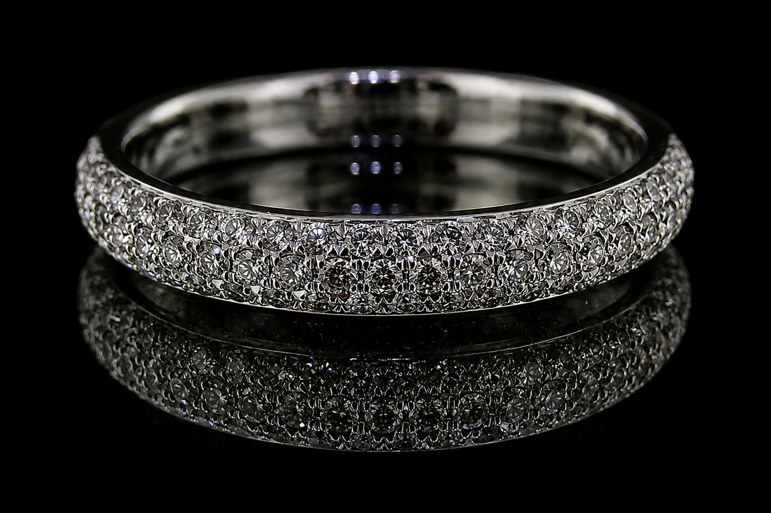 Three-Row Diamond Platinum Band (band076)