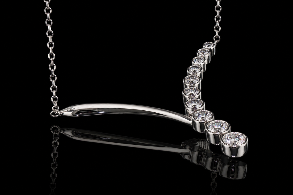 Bezel-Set Diamond Y Necklace (pend075)