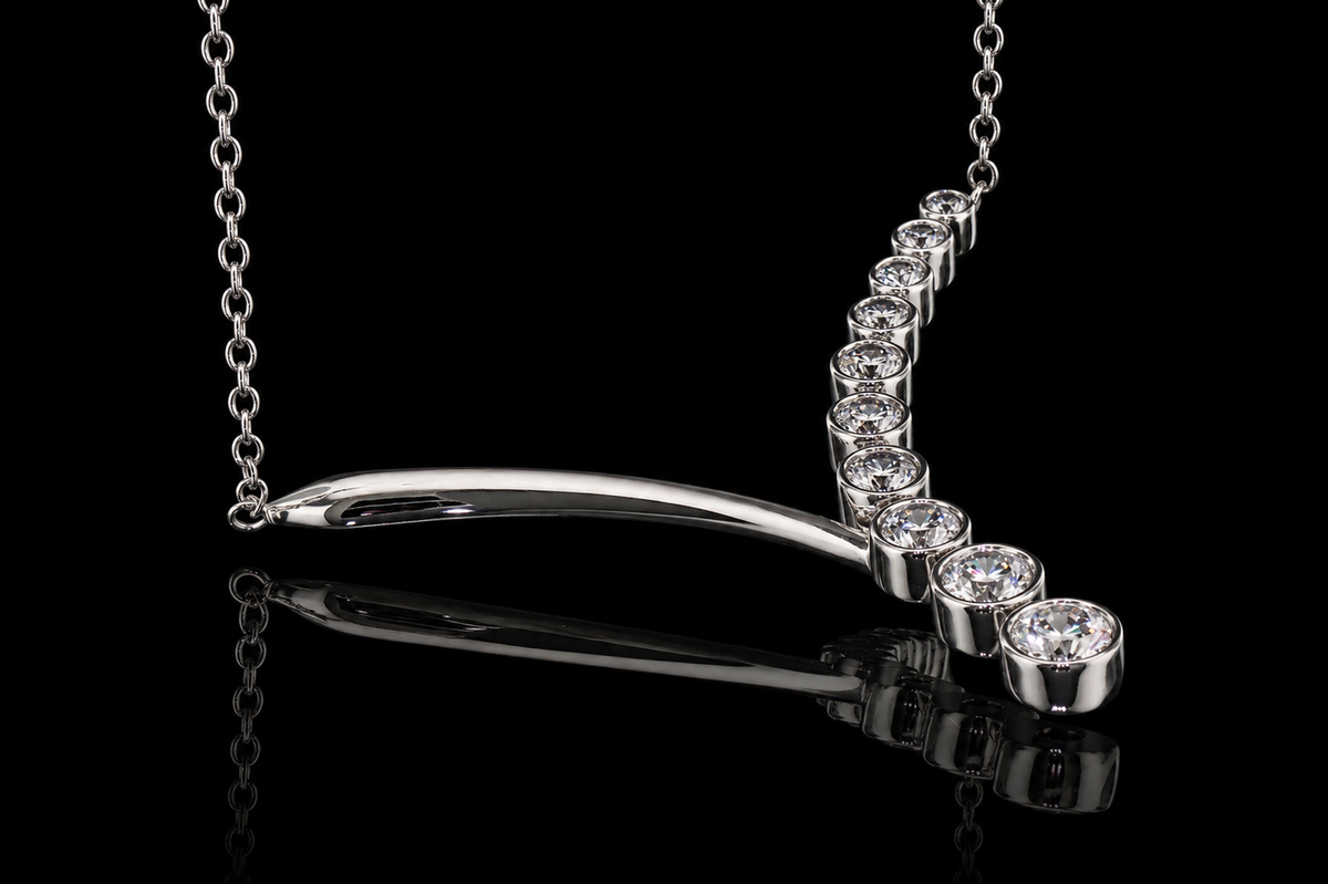 Bezel-Set Diamond Y Necklace (pend075)