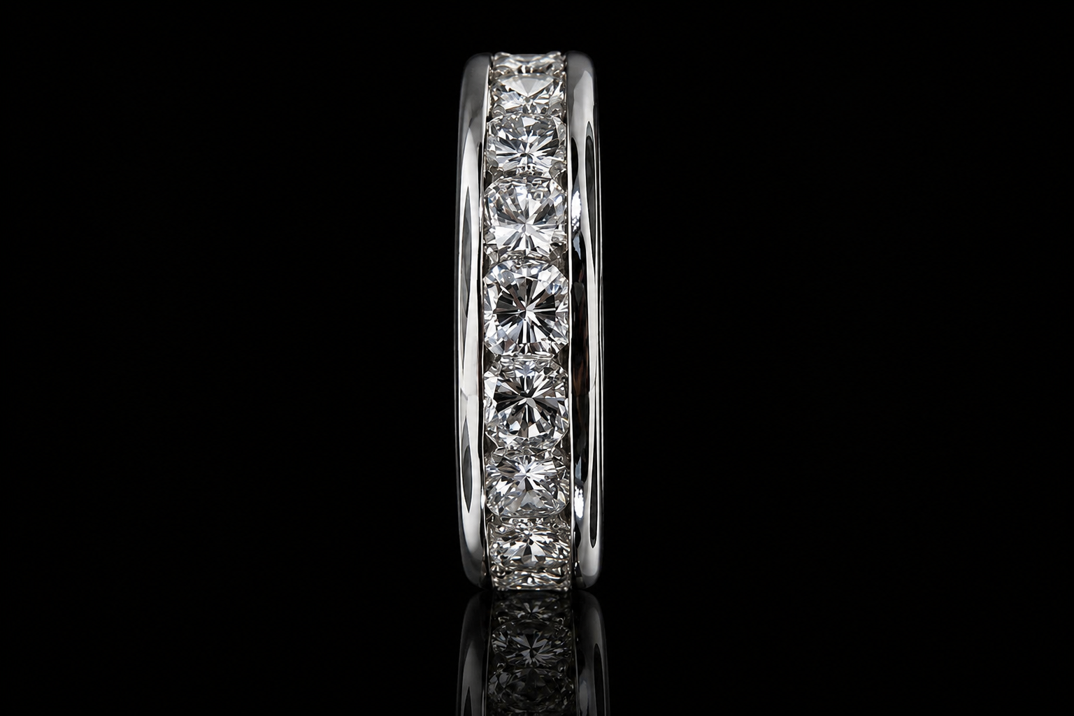 Round Diamond Channel-Set Platinum Eternity Band (band082)