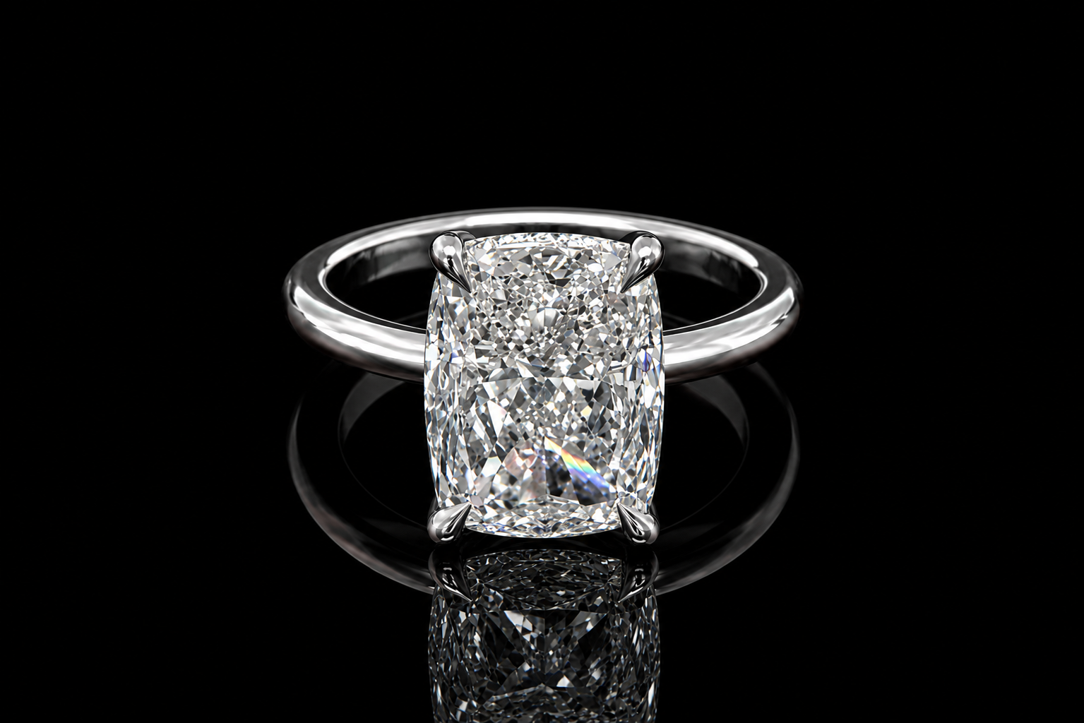 Elongated Cushion Cut Diamond Solitaire Engagement Ring (eng773)