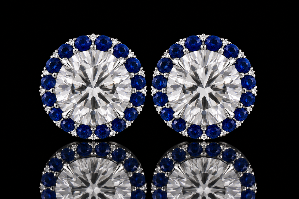 Removable Sapphire & Diamond Halo Jackets (ear060)