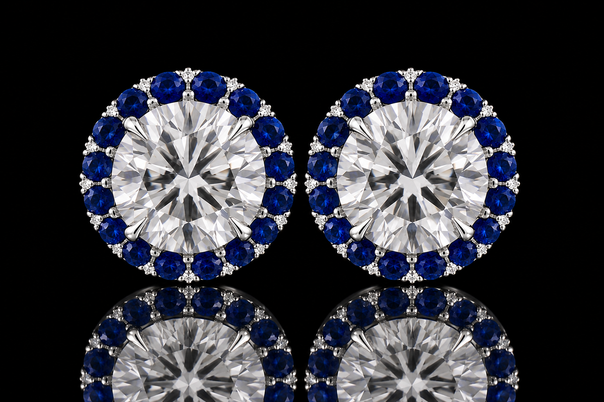 Removable Sapphire & Diamond Halo Jackets (ear060)