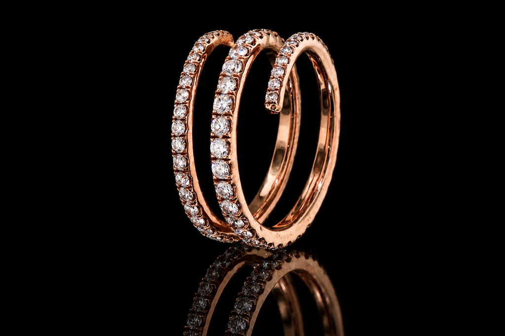 Rose Gold Diamond Spiral Ring (band116)