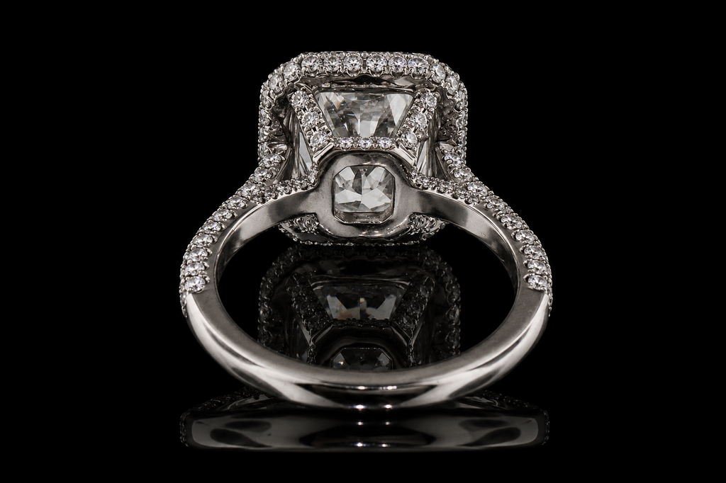 Radiant Cut Diamond Halo Ring (eng428)