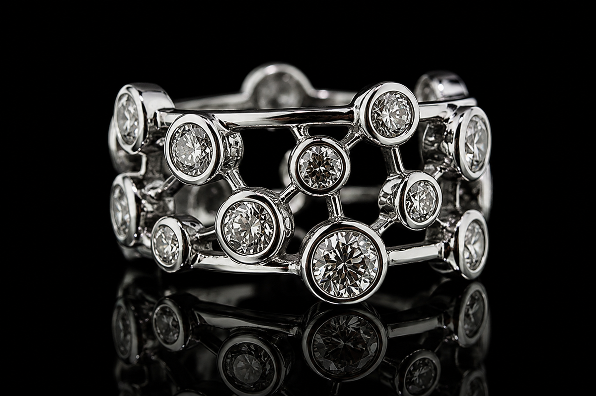 Floating Bezel-Set Diamond Band (band071)