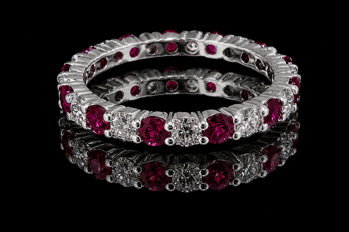 Ruby & Diamond Eternity Band (band073)