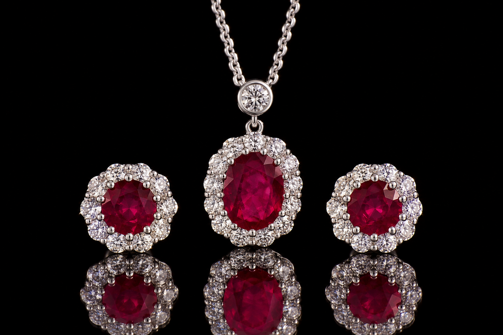 Ruby & Diamond Halo Collection (ear061)