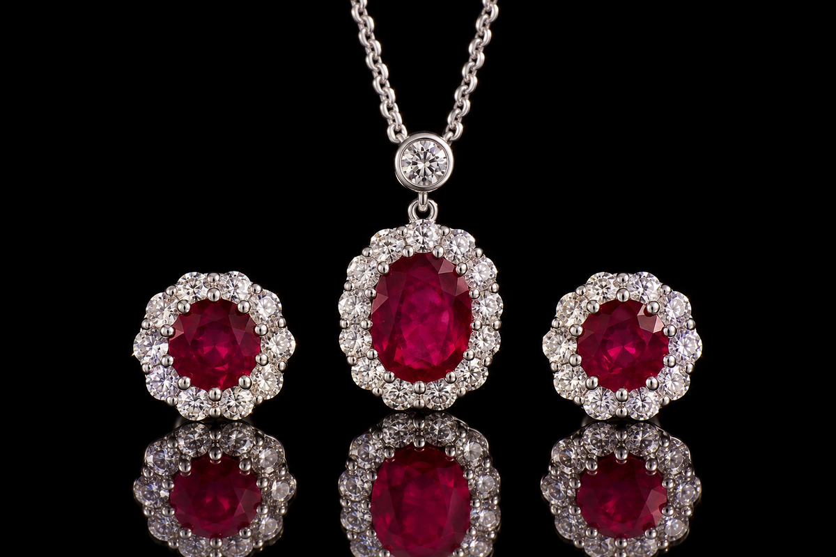 Ruby & Diamond Halo Collection (ear061)