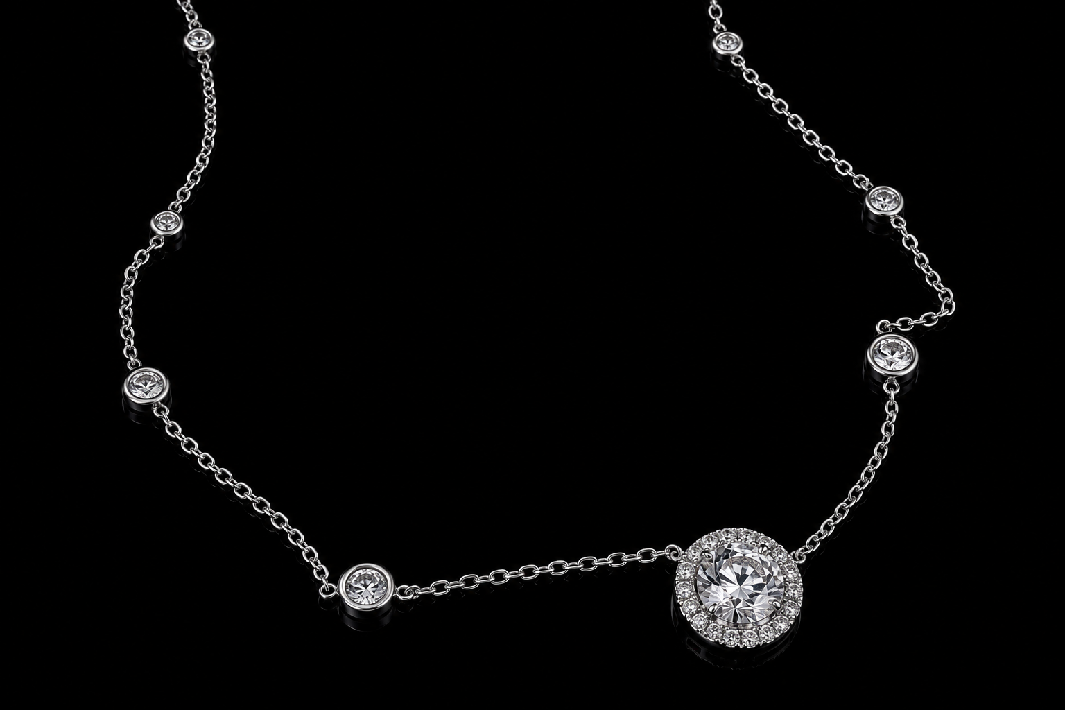 Diamond by the Yard Halo Necklace (pend062)
