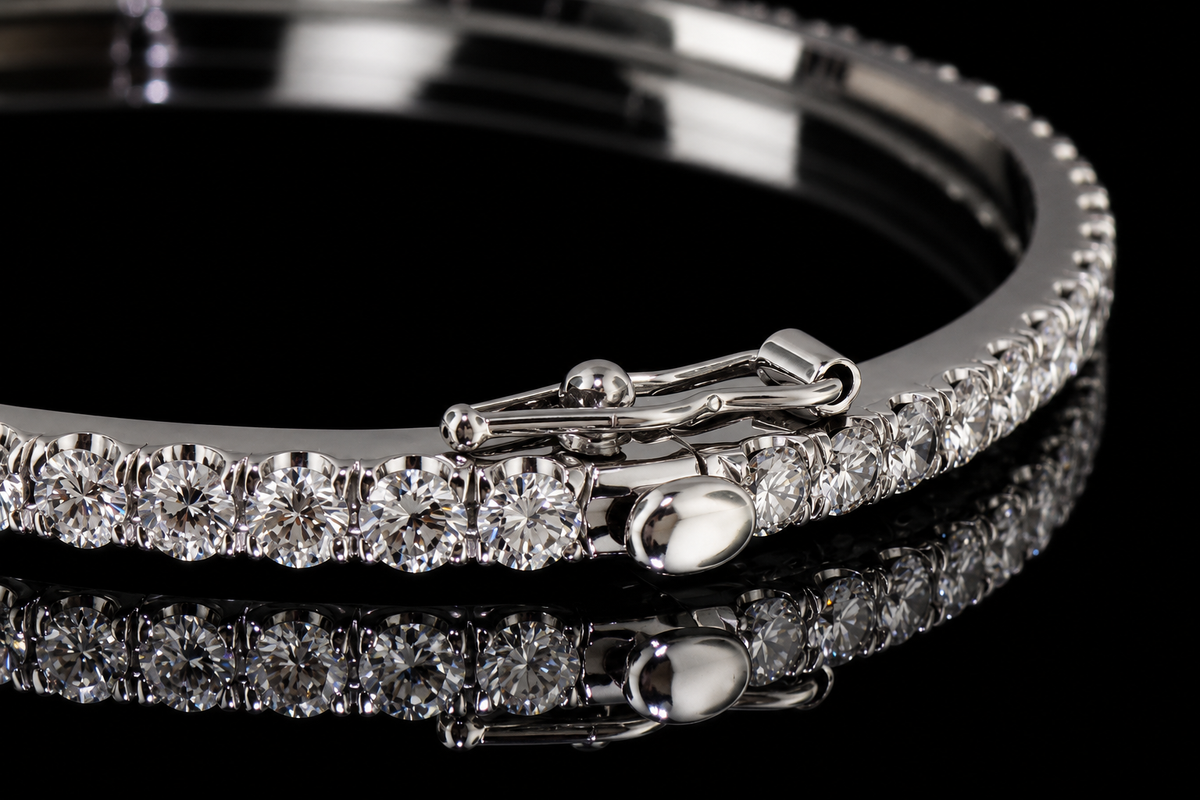 Micropavé Diamond Tennis Bangle Bracelet (brac021)