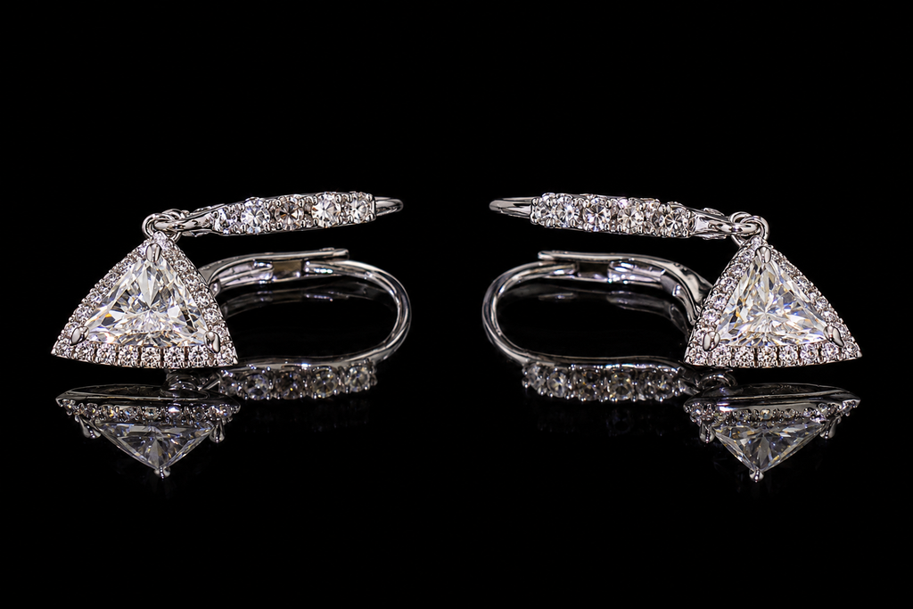 Micropavé Trillion Diamond Halo Drop Earrings (ear070)