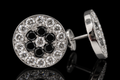 Black & White Diamond Halo Studs (ear053)