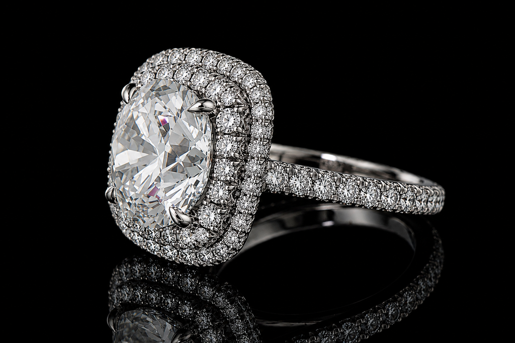 Double Halo Round Diamond Engagement Ring (eng353)