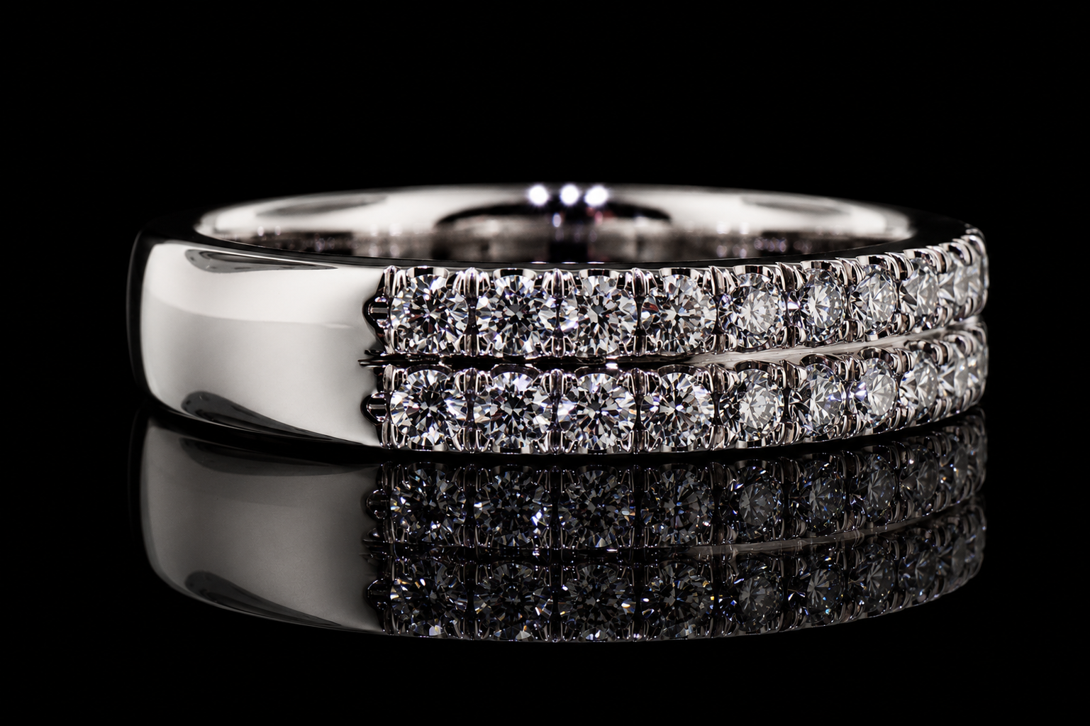 Two-Row Micropavé Diamond Platinum Band (band111)