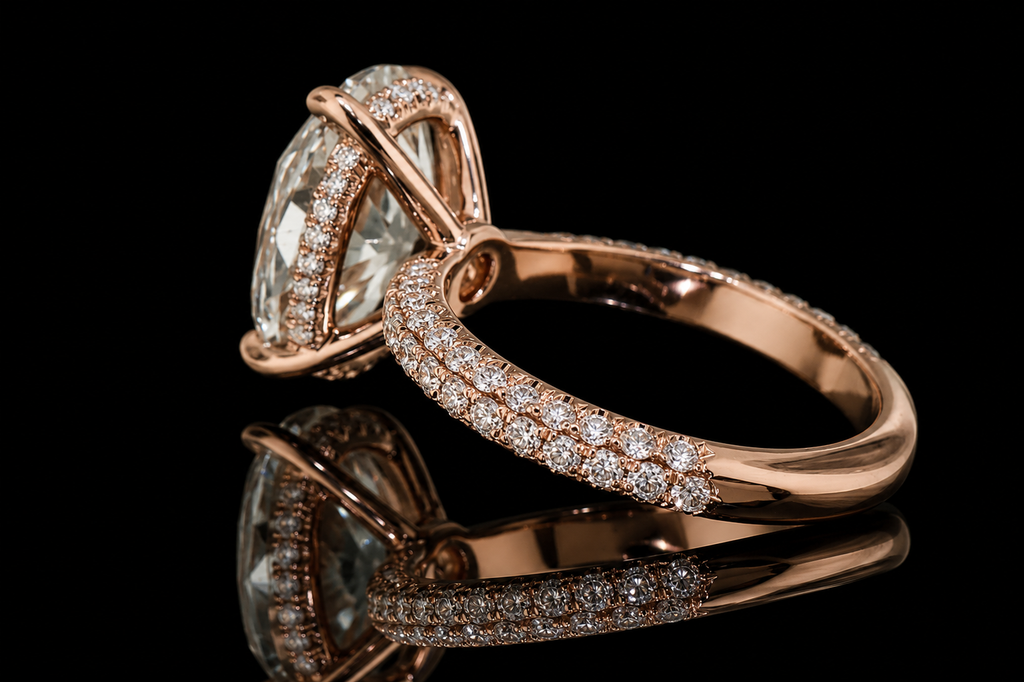 Oval Solitaire Diamond Engagement Ring in Rose Gold (eng439)