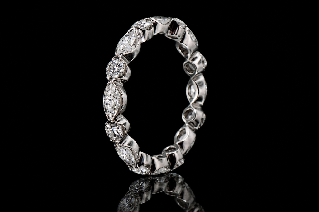 Mixed-Cut Diamond Platinum Eternity Band (band098)