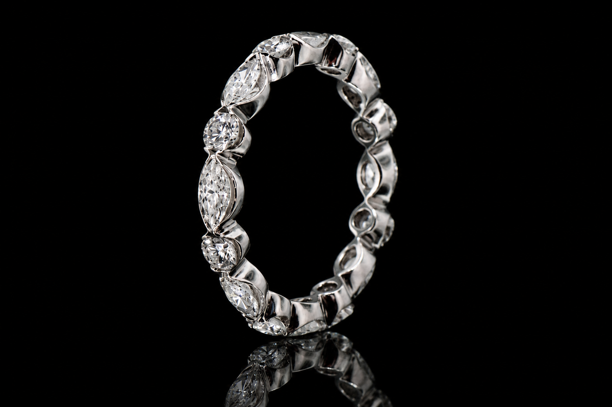 Mixed-Cut Diamond Platinum Eternity Band (band098)