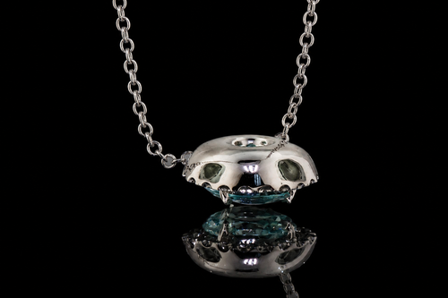 Aquamarine Micropavé Diamond Halo Pendant