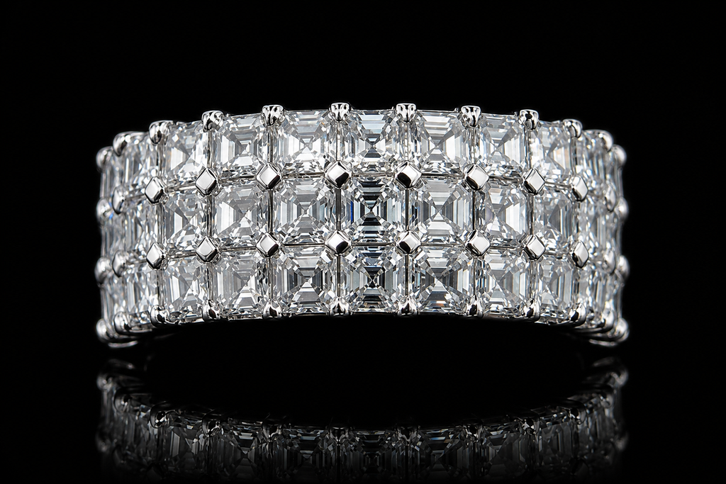 Three-Row Asscher-Cut Diamond Band (band040)