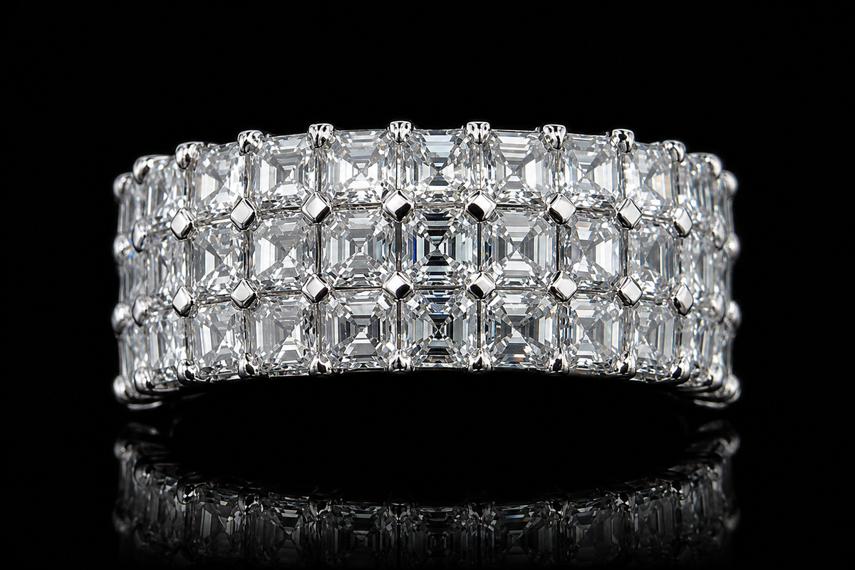 Three-Row Asscher-Cut Diamond Band (band040)
