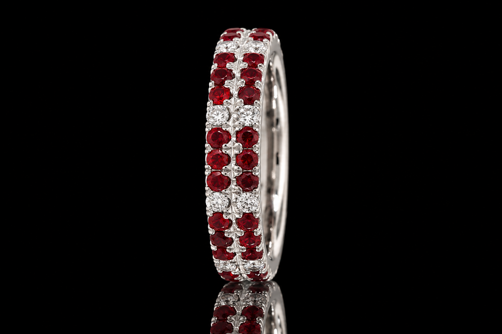 Ruby and Diamond Double-Row Eternity Band (band173)